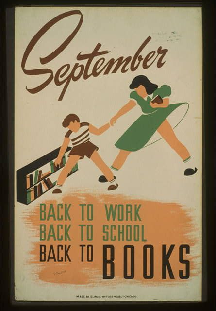 Poster produced in Chicago in 1940. Retro Library, Library Poster, Wpa Posters, Library Posters, Reading Posters, Poster Advertising, Reading Library, Vintage Library, Library Displays