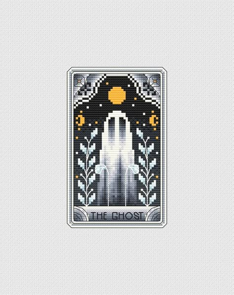 Ghost Tarot Cross Stitch Pattern Tarot Card Cross Stitch , Ghost , Moon , Stars , Major Arcana , Halloween Cross Stitch , Gothic , PDF - Etsy Cute Ghost Cross Stitch, Tarot Pixel Art, Ghost Cross Stitch, Cross Stitch Freebies Free Downloads, Halloween Cross Stitch, Halloween Cross Stitch Patterns, Halloween Cross Stitches, Needlework Patterns, Cross Stitch Cards