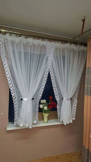 Diy Kitchen Curtains, Curtain Wire, French Doors Patio, Net Curtains, Kitchen Curtain, African Traditional Dresses, Garden Windows, Diy Curtains, Diy Homemade