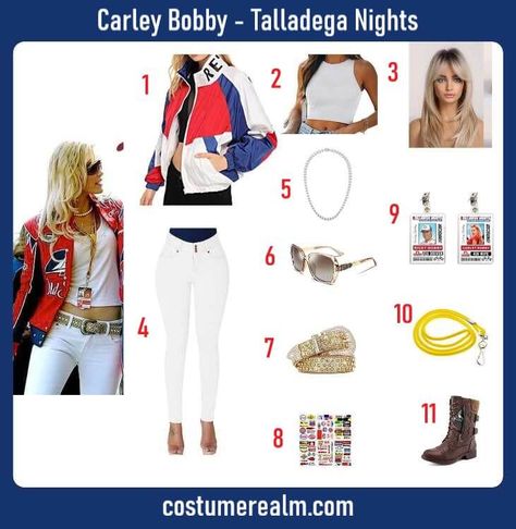 Dress Like Carley Bobby Costume Guide For Halloween & Cosplay Talladega Nights Costume Women, Carley Bobby Talladega Nights, Carley Bobby Costume, Carly Bobby Costume, Ricky Bobby Wife Costume, Ricky Bobby Wife, Ricky Bobby And Wife Costume, Ricky Bobby Costume, Talladega Nights