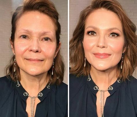 Make Up After 40 For Women, Makeover Before And After Women, Dailysquared Celebrity, Before And After Makeover, 90s Glasses, Before And After Makeup, Before And After Pics, Makeup For Older Women, Beauty Advisor