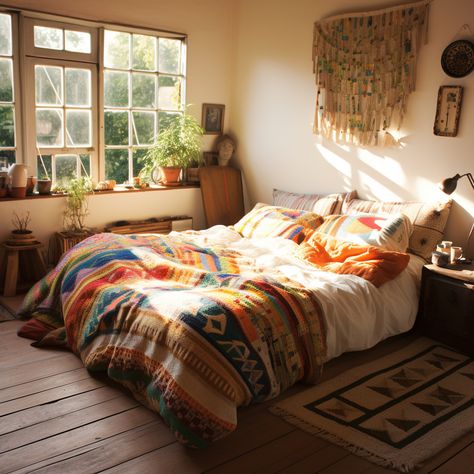 Experience the warmth of vintage-inspired quilts and rugs, bathed in natural sunlight. The Aztec art influence adds a unique touch. #VintageComfort #AztecArt #NaturalSunlight #QuiltsAndRugs Aztec Bedroom Rug, Aztec Bedroom, Aztec Art, Natural Sunlight, Little Houses, Bedroom Rug, Bedroom Design, Vintage Inspired, Oxford