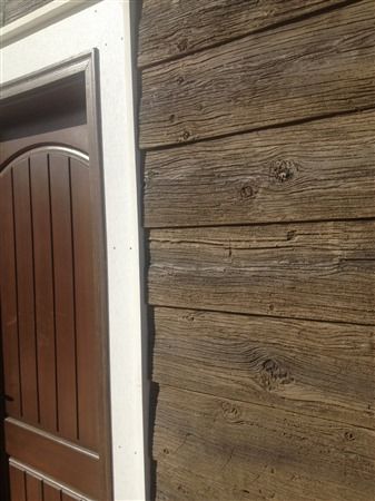 Weathered Wood Siding, Rustic Wood Panels | Faux Stone Sheets Rustic House Siding Ideas Exterior, Rustic Wood Siding Exterior, Faux Wood Vinyl Siding, Faux Wood Exterior Siding, Vinyl Siding That Looks Like Wood, Siding That Looks Like Wood, Rustic Siding Exterior, Exterior Wood Paneling, Wood Vinyl Siding