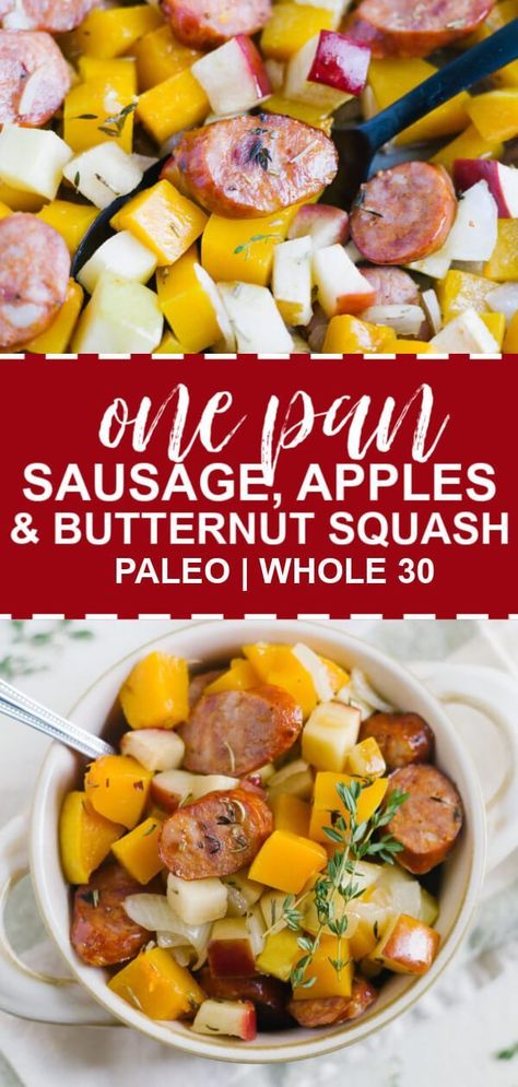 Butternut Squash And Apples, Sausage Butternut Squash, One Pan Sausage, Pan Sausage, Fall Meal, Avocado Hummus, Healthy Weeknight Meals, Butternut Squash Recipes, Fall Dinner Recipes