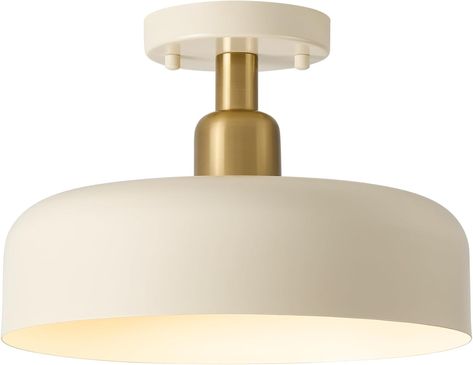 BISAMIYA Contemporary Semi Flush Mount Ceiling Light Fixture, Brass Accent Ceiling Light with 12.6" Brown Metal Shade, for Kitchen, Entryway, Hallway, Dining Room, Cafe - Amazon.com Entryway Pantry, Contemporary Laundry, Fixture Brass, Laundry Room Light, Contemporary Laundry Room, Lighting Flush Mount, Accent Ceiling, Laundry Room Lighting, White Ceiling Light