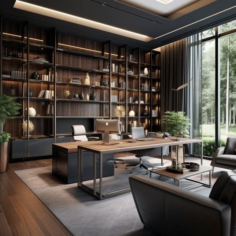 Modern Interior Design Modern Office Design Boss, Boss Office Interior Design Luxury, Ceo Office Design Luxury Modern, Industrial Interior Design Office, Ceo Office Design Luxury, Boss Office Interior Design, Office Interior Design Luxury, Manager Office, Custom Interior Doors