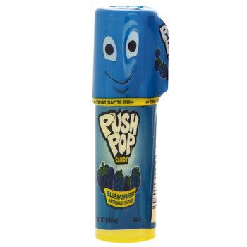 Enjoy the classic candy flavors of this Candy Push Pop. This candy has a simple push-pop design with a twist cap. It comes in a variety of flavors, such as blue raspberry, watermelon, and berry blast. Personalize your party favors with these tasty push pops! NOTE: This item comes in assorted styles. While we make every effort to ensure items in stock are represented accurately online, at this time, we are unable to ensure that you will receive this item in the style you see pictured. Details: Push Pop Candy, Blue Raspberry Candy, Baking Party Favors, Bioengineered Food, Candy Flavors, Squishy Ideas, American Candy, Nerds Candy, Popular Candy