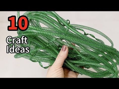 (1670) 10 Adorable Christmas DIY IDEAS with Dollar Tree Mesh Tubes | home decor 🎄🎅🏼❤️ - YouTube Adding Deco Mesh To Christmas Tree, Mesh Tubing On Christmas Tree, How To Add Tubing To Deco Mesh Wreath, Mesh Tube Wreath Tutorial, Crafts With Mesh Tubing, Mesh Tubing Wreath How To Make, Tube Mesh Ideas, Deco Mesh Tubing Wreath, Tube Mesh Wreath