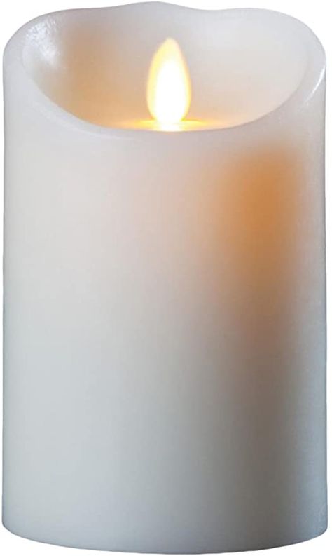 Darice LM355B Luminara Realistic Artificial Flame Pillar Candle with Timer, 5-Inch, Ivory Pillar Candles Mantle, Luminara Flameless Candles, Mantle Candles, Luminara Candles, Artificial Candles, Pillar Candle Molds, Living Room Candles, Large Pillar Candles, Battery Operated Lights