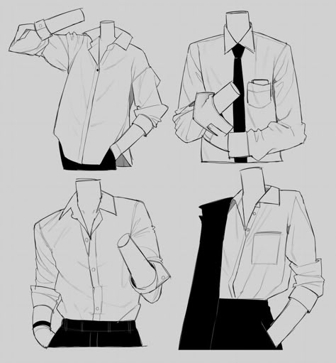 Loose Shirt Drawing Reference, Shirt Fold Drawing, Folded Sleeves Reference, Unbutton Shirt Drawing, How To Draw Dress Shirt, Cloth Folds Drawing, Shirt Wrinkles Drawing, Folding Clothes Drawing, Cool Clothes Drawing Male