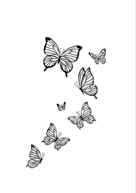 Butterfly Hand Tattoo For Women Stencil, Different Butterfly Tattoo Stencil, 6 Butterfly Tattoo, 7 Butterflies Tattoo, 6 Butterflies Tattoo, Butterfly’s Tattoo, Butterfly Tattoo Inspiration, Simple Butterfly Tattoo Arm, 4 Butterflies Tattoo