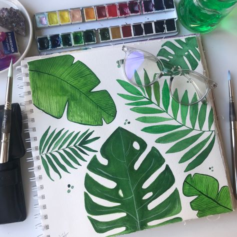 !! #watercolor #watercolorpainting #watercolorart #plants #plantdrawing #plantdoodles #natural #cactus #drawing #schminken #watercolorartideas #watercolordoodling Cactus Marker Drawing, Green Plant Painting Easy, Nature Marker Drawing, Green Marker Art, Green Drawing Ideas Easy, Green Acrylic Painting Easy, Tropical Drawing Ideas, Green Plants Drawing, Easy Plant Drawings