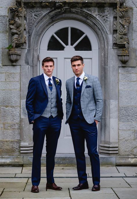 The Irish Suit Company Every Groom Needs on His Radar | OneFabDay.com Wedding Suits Men Blue, Wedding Groomsmen Attire, Men In Suits, Mens Wedding Attire, Groom Wedding Attire, Blue Suit Wedding, Wedding Suits Groom, Wedding Groomsmen, Groomsmen Suits