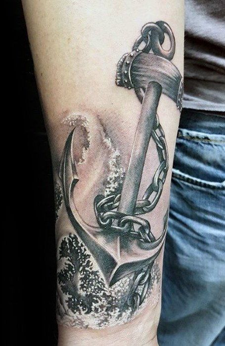 Marine Tattoos, Anker Tattoo Design, Inside Of Arm Tattoo, Chain Tattoo, Anchor Tattoo Design, Anker Tattoo, Inner Forearm Tattoo, Kunst Tattoos, Tattoo Trend