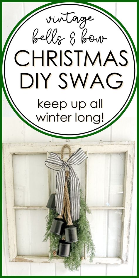 Diy Door Swag Christmas, Christmas Swags Diy, Diy Christmas Swag, Country Christmas Diy, Porch Decor Diy, Christmas Decor For Front Door, Decor For Front Porch, Diy Swag, Christmas Diy Decor