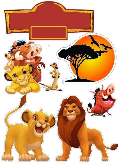 Lion King Printable Toppers, Lion King Birthday Centerpieces, Lion King Cake Topper Printable, Timon And Pumba, Roi Lion Simba, Animal Baby Shower Cake, Lion King Stickers, Lion King Birthday Party Ideas, Lion King Images