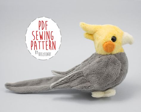 Looking for your next project? You're going to love Cockatiel Plush Pattern by designer BeeZeeArt. Wolf Plushie, Stuffed Animal Sewing, Baby Mobil, Animal Sewing Patterns, Plushie Patterns, Sewing Stuffed Animals, Doll Sewing, Beginner Sewing Projects Easy, Bird Pattern