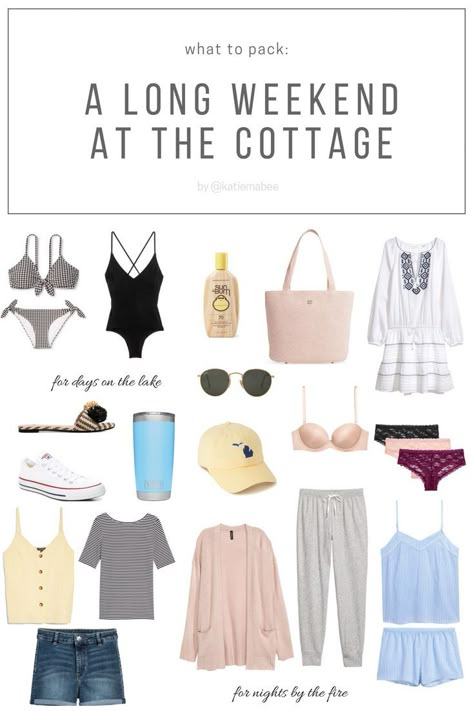 Getaway Outfits Summer, Weekend Getaway Outfits Summer, Cottage Weekend Outfits, Lake Vacation Outfits, Cottage Outfits, Lake Outfit Summer, Traveler Fashion, Trip Outfit Summer, Weekend Packing List