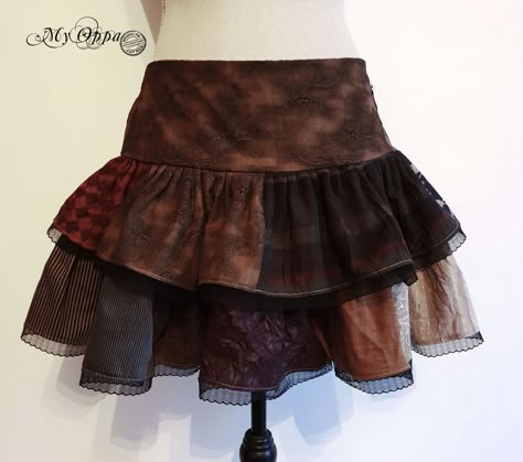 Creation My Oppa 2019 https://www.facebook.com/myoppa.creations Skirt short patchwork  color:  various fabrics (ground color) it is available in : T.42 (sizeXL) mensurations: 3(cm zipper on the left side (The order of the patterns may vary depending on the size of the skirt) french size             (specify the purchase)          if you have a question, contact me by mp For France, colissimo shipping with tracking number and insurance. For Europe and the rest of the world the package will be in Diy Skirt, Thrift Flip, Womens Skirts, Patchwork Skirt, Skirt Short, Brown Shorts, Asymmetrical Skirt, Beautiful Outfits, Fashion Inspo Outfits