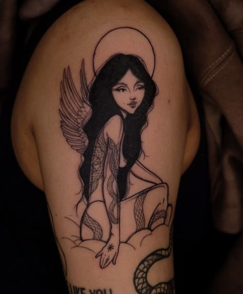 Tattoo Ideas Female Alternative, Pretty Lady Tattoo, Female Rage Tattoo, Romantic Tattoos For Women, Gold Tattoo Ink, Fancy Tattoo, L Tattoo, Flame Tattoos, Tattoo Outline Drawing