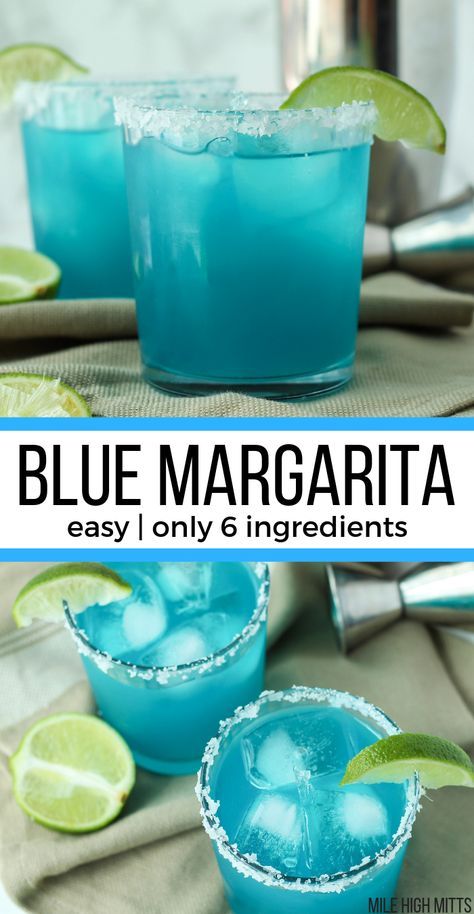 Blue Margaritas, Blue Margarita Recipe, Easy Margarita Recipe, Classic Margarita Recipe, Blue Margarita, Easy Margarita, Margarita On The Rocks, Alcholic Drinks, Liquor Drinks