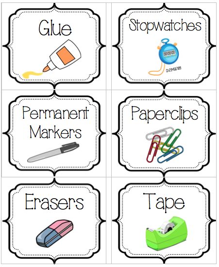 School Supply Labels for the classroom - free (1 of 3) Chaotic Classroom, Teaching Organization, Supply Labels, School Supplies Organization, Class Organization, Classroom Organisation, Classroom Labels, School Supply Labels, School Supply