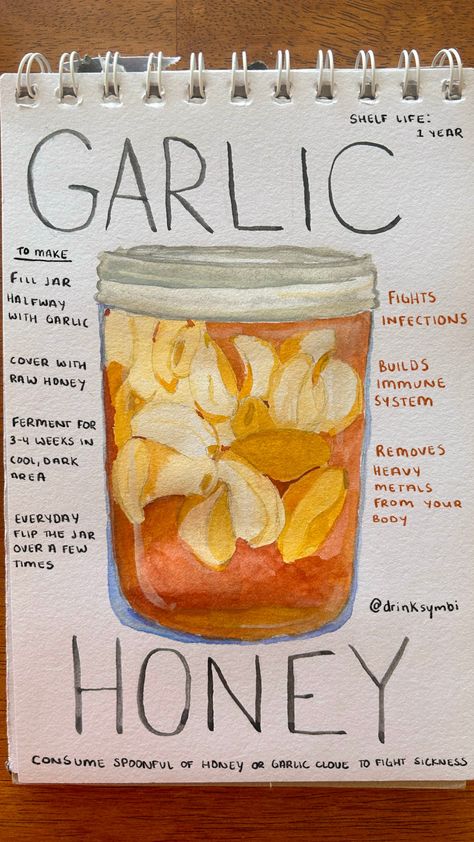 Natural Healthy Recipes, Herbal Food Recipes, Garlic Sick Remedy, Honey Garlic Cold Remedy, Fire Cider Recipe Benefits, Honey And Garlic Remedy, Garlic Honey Medicine Recipe, Fermented Garlic Honey Uses, Honey Garlic For Sickness