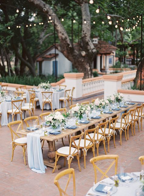 Outdoor Wedding Reception, Table Set Up, Long Table, Table Set, Outdoor Wedding, Wedding Reception, Blue, Color, Wedding Receptions