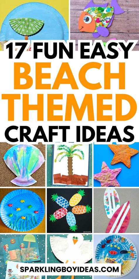 Get inspired by these fun and easy beach themed crafts! From seashell crafts to beach decor, there's something for everyone. Create your own DIY beach accessories or make some ocean themed crafts or beach signs. Add some beach themed wreaths, driftwood crafts, and coastal wall art for that perfect finishing touch. Also try seashell crafts, fish crafts, paper plate crafts, and popsicle stick crafts. With these beach home decor ideas, you'll be feeling like you're seaside all year long. Ocean Crafts Preschool, Beach Art Projects, Beach Theme Preschool, Beach Crafts For Kids, Craft For All Ages, Snowflake Crafts, Ocean Theme Crafts, Beach Themed Art, Ocean Animal Crafts