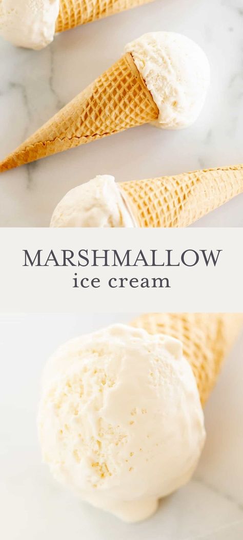 This easy, creamy Marshmallow Ice Cream recipe made with just 3 ingredients, in minutes. Marshmallow Ice Cream Recipe, Marshmallow Ice Cream, Freezer Pops, Marshmallow Fluff Recipes, Cookies And Brownies, Ice Cream Recipes Machine, Homemade Marshmallow, Creami Recipes, Family Desserts