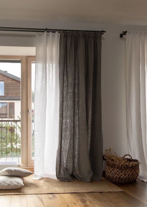 Dark Linen Curtains, Before And After Home Interior, 2024 Home Decor, Bedroom Linen, Curtains Linen, Linen Curtain Panels, Furniture Details Design, Linen Curtain, Curtains Living