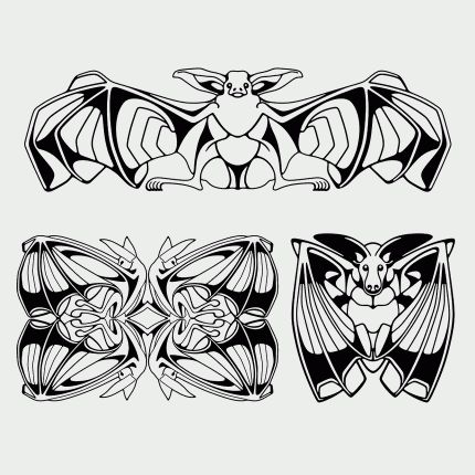 Bat Art Nouveau, Bat Graphic Design, Art Nouveau Halloween, Art Nouveau Gothic, Bat Embroidery Pattern, Bat Architecture, Bat Ornaments, Ornamental Illustration, Gothic Art Nouveau