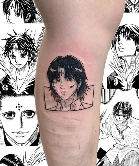 Hunter X Hunter Chrollo Tattoo, Illumi Tattoo, Chrollo Tattoo, The Phantom Troupe, Chrollo Lucilfer, Phantom Troupe, Tattoos Arm, Tattoo Concepts, Men Tattoos