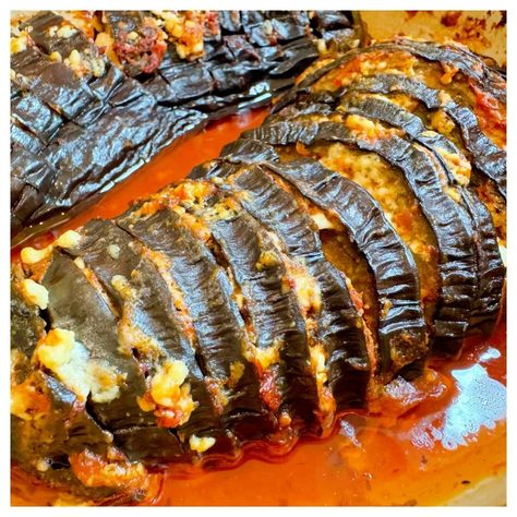 Hasselback Eggplant (GF, Veg) | Plant To Table Hasselback Eggplant, Ayurveda Breakfast, Healthy Eating Lunch, Sesame Ginger Dressing, Tomato Butter, Yummy Desserts Easy, Plant Based Diet Recipes, Cheap Eats, Healthy Gluten Free