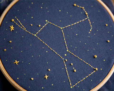 Orion Constellation Embroidery Kit by MiniatureRhino on Etsy Constellation Embroidery, Eclectic Artwork, Orion Constellation, Japanese Embroidery, Crewel Embroidery, Hand Embroidery Stitches, Embroidery Kit, Hand Embroidery Patterns, Diy Embroidery