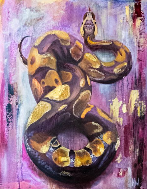 #week6 #milanmasteryprogram Acrylic Snake Painting, Snakes Painting, Ideas Cuadros, Snake Painting, Cool Snakes, Painting Inspo, Year 11, Lizards, Portrait Art