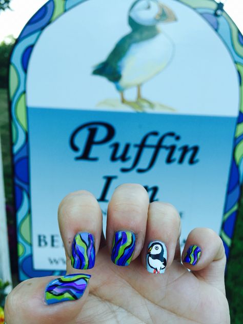 Puffin fun Dream Outfits, Prom Nails, Unique Nails, Newfoundland, Simple Nails, Nail Design, Cute Nails, Acrylic Nails, Design Ideas