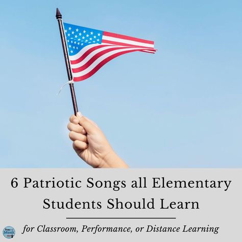 Patriotic songs can unite our schools and our country. They are perfect elementary music performance activities for Veterans Day, Presidents' Day, Memorial Day, 9/11 Remembrances Veterans Day Songs For Kids, Veterans Day Elementary, Veterans Day Songs, Homeschool Music Lessons, Homeschool Music Curriculum, Music Education Lessons, Music Lesson Plans Elementary, No Guidance, Elementary Music Activities