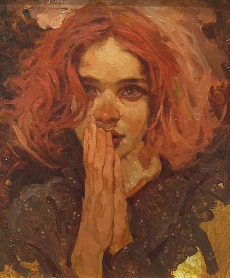 "Soft Eyes" - Joseph Lorusso (b. 1966), oil on panel {contemporary figurative #impressionist art redhead female face woman portrait orange painting} <3 josephlorussofineart.com Joseph Lorusso, Soft Eyes, Arte Inspo, Art Reference Photos, Pretty Art, Portrait Art, 그림 그리기, Painting Inspiration, Portrait Painting