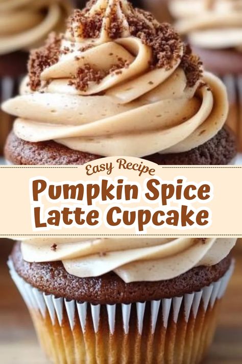 Discover the joy of making Pumpkin Spice Latte Cupcakes with this simple recipe. It combines the warm spices of cinnamon, nutmeg, and ginger with a hint of coffee, perfectly capturing the essence of the beloved fall drink in a cupcake form. Ideal for cozy autumn gatherings or as a sweet treat with your coffee. Bake these today and enjoy the taste of fall! 🎃☕ Pumpkin Spice Cupcakes Easy Cake Mixes, Pumpkin Spice Icing, Pumpkin Spice Cupcakes Recipe, Pumpkin Spice Recipes Baking, Pumpkin Spice Cupcakes Easy, Pumpkin Dessert Ideas, Cinnamon Cupcakes Recipe, Pumpkin Spice Baking, Fall Pumpkin Recipes