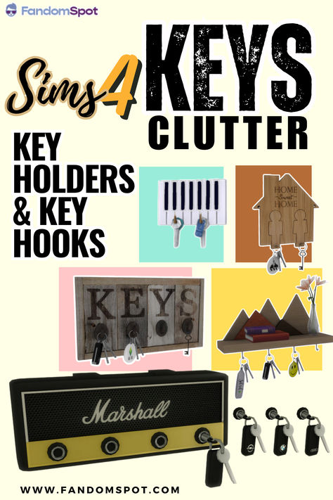 Need some basic clutter for your Sim's house keys? Well this gallery has plenty of CC to draw from, including loads of unique CC clutter to add keys onto coat hangers, wall hooks, or even into custom key bowls in your entryway. Sims 4 Keys, Cc Clutter, Zombie Christmas, Vampire Zombie, Key Bowl, Witch Vampire, Sims 4 Cc Packs, House Keys, Coat Hangers