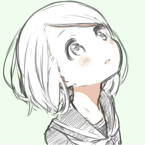 Looking Up Drawing, White Hair, Looking Up, A Girl, Long Hair, Anime, Hair, White