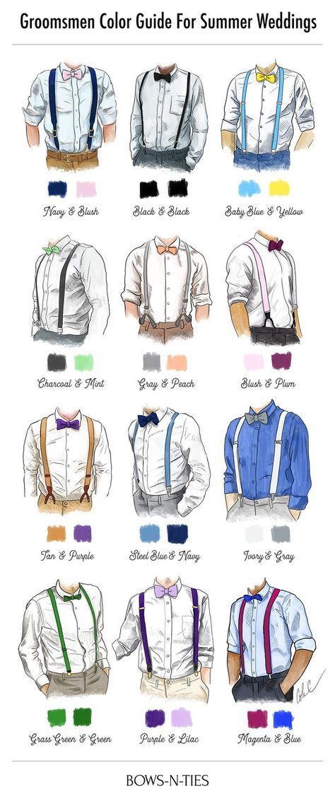 Groomsmen Colours, Gentlemens Guide, Groom Wedding Attire, Suspenders Wedding, Bowtie And Suspenders, Suspenders Men, Suits Men, Color Guide, Summer Wedding Colors