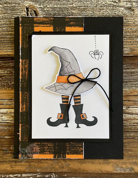 Bewitched Stampin Up Cards, Stampin Up Spooky Cat, Cards Handmade Halloween, Fall Card Ideas Diy, Stampin Up Halloween 2023, Stampin Up Bewitching Bundle, Su Halloween Cards 2022, Witch Cards Handmade, Stampinup Halloween Cards