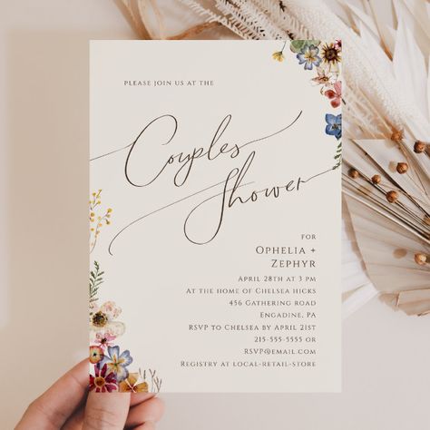 Engagement Party Simple, Beige Garden, Couples Engagement Party, Watercolor Meadow, Couples Shower Invitation, Bright Wedding Colors, Couple Wedding Shower, Colorful Invitations, Summer Couples