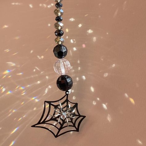 🕷🕸🌞✨🌈 Silver spider & spider web sun catcher Made... - Depop Beaded Spiders, Spider Halloween, Halloween Spider, Sun Catcher, Home Accessory, Spider Web, Suncatchers, Made By Me, Jewelry Sales