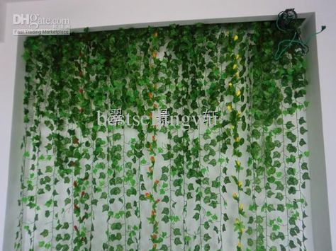 250cm Length Artificial Silk Plastic Simulation Climbing Vines Green Leaf Ivy Rattan for Home Decor Bar Restaurant Decoration Online with $1.05/Piece on Jackylucy000's Store | DHgate.com Healing Room Ideas, Small Retaining Wall, Arizona Landscaping, Vine Decoration, Ivy Wall, Basement Room, Jungle House, Virginia Creeper, Plant Wall Decor