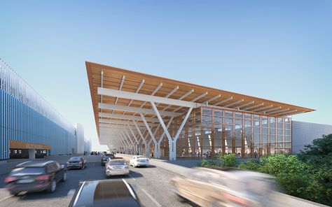 Kansas Airport, Airport Terminal, Airport Design, Airports Terminal, Roof Architecture, Architecture Concept Drawings, Canopy Design, Airport City, Facade Architecture