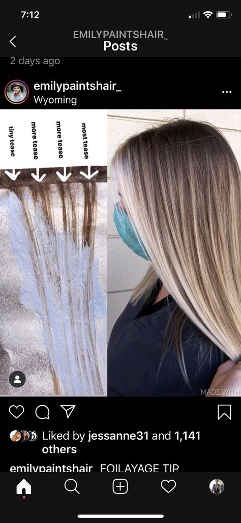 High Contrast Dimensional Balayage, Babylights Placement, Hair Dye Application Techniques, Minimal Foil Placement, Highlights Versus Balayage, Teasy Lights Blonde Technique, Bleach Techniques, Cosmetology Tips, Highlight Placement