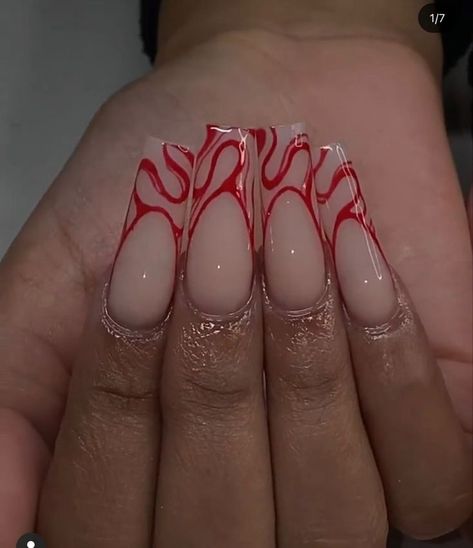 Red Acrylic Nails Medium Length, Red Blooming Gel Nails, Subversive Nails, Red Fall Nail Designs, Nail Designs Fall, Edgy Nails, Minimal Nails, Her Nails, Simple Acrylic Nails